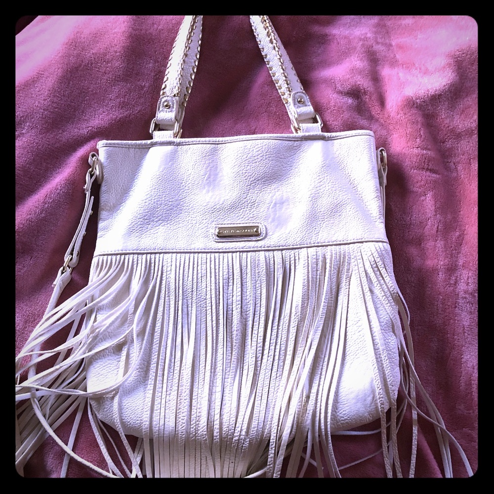 Steve Madden White fringe purse